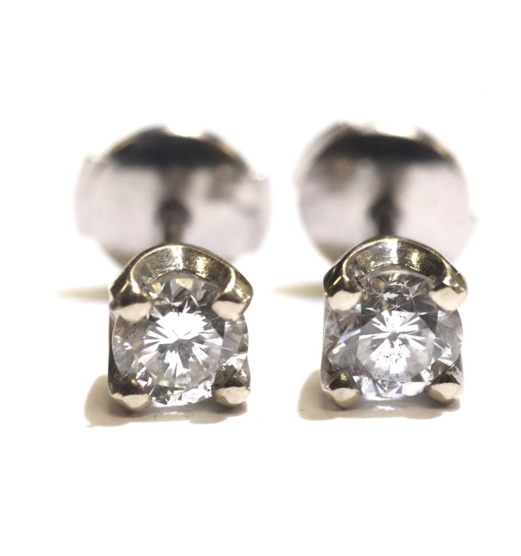 GIA certified 14k white gold .75ct SI2 SI3 H ROUND diamond stud earrings