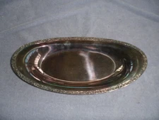 13 in by 6-1/2 in oval silver bread tray