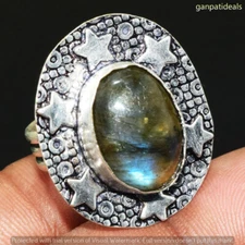 Labradorite Gemstone Handmade Ring Jewelry US Size- 8.75 GR-31277