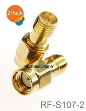2-Pack RP-SMA Male to RP-SMA Female Pin-Saver Gold Plated Adapter, RF-S107-2