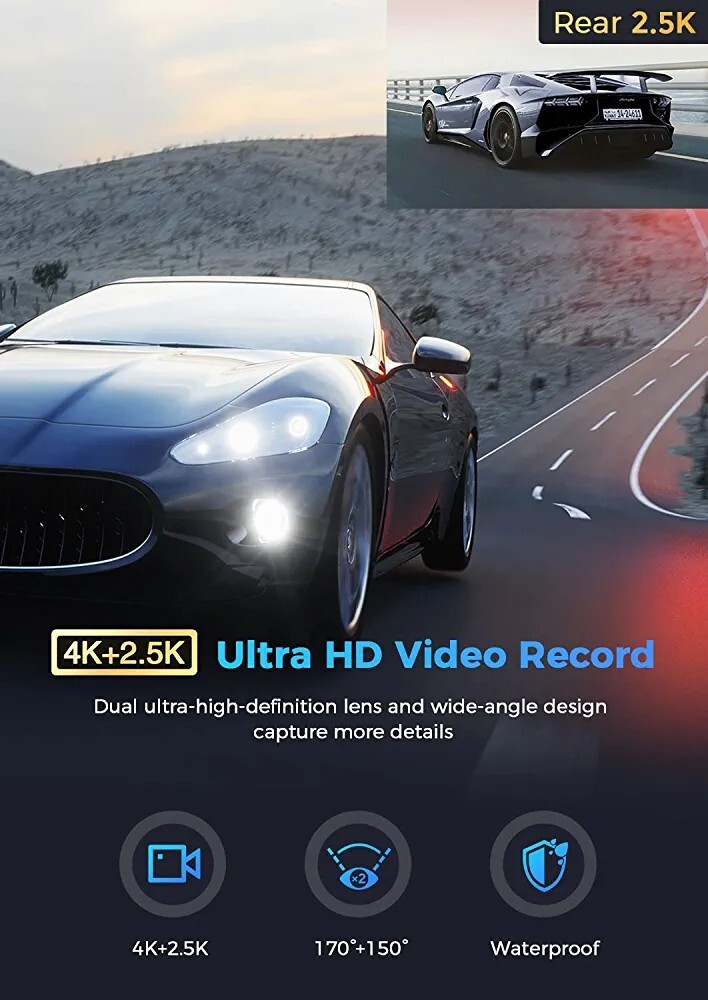 4K Specchietto Retrovisore Dash Cam WiFi GPS, ADAS BSD LCA, Telecamera Anteriore e Posteriore 1080P 9,66 Pollici Touch Screen Dashcam Auto Visione Notturna Registrazione in loop Monitor di Parcheggio