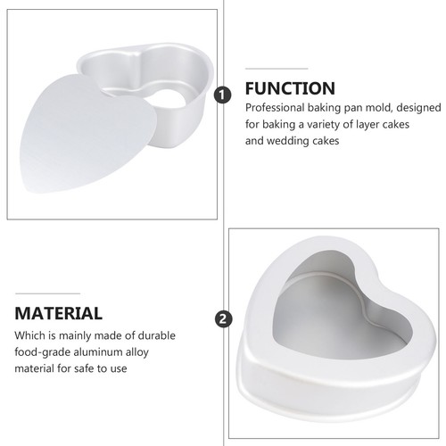 6" Heart Shaped Cake Pan Set with Removable Bottom - Non Stick for Oven Baking - Picture 7 of 9