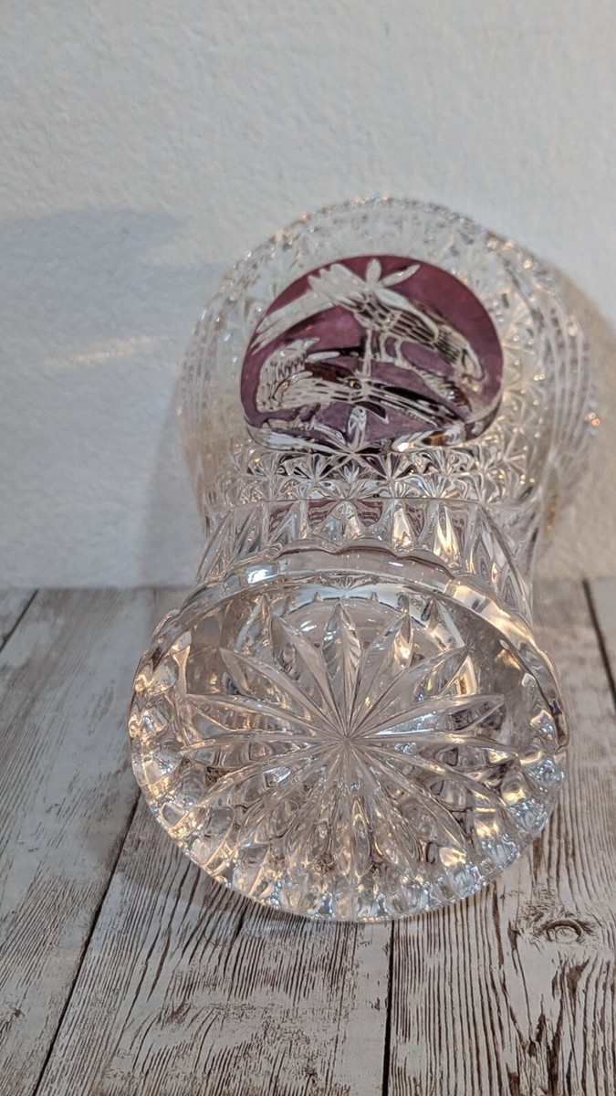 Vintage Red Cut to Clear Crystal Bird Vase Hofbauer Germany 8” | eBay