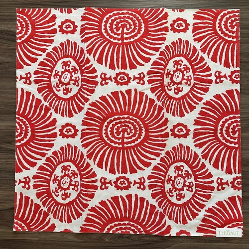 THIBAUT Sample Fabric Solis Tropics Cotton Linen 26" Color CORAL