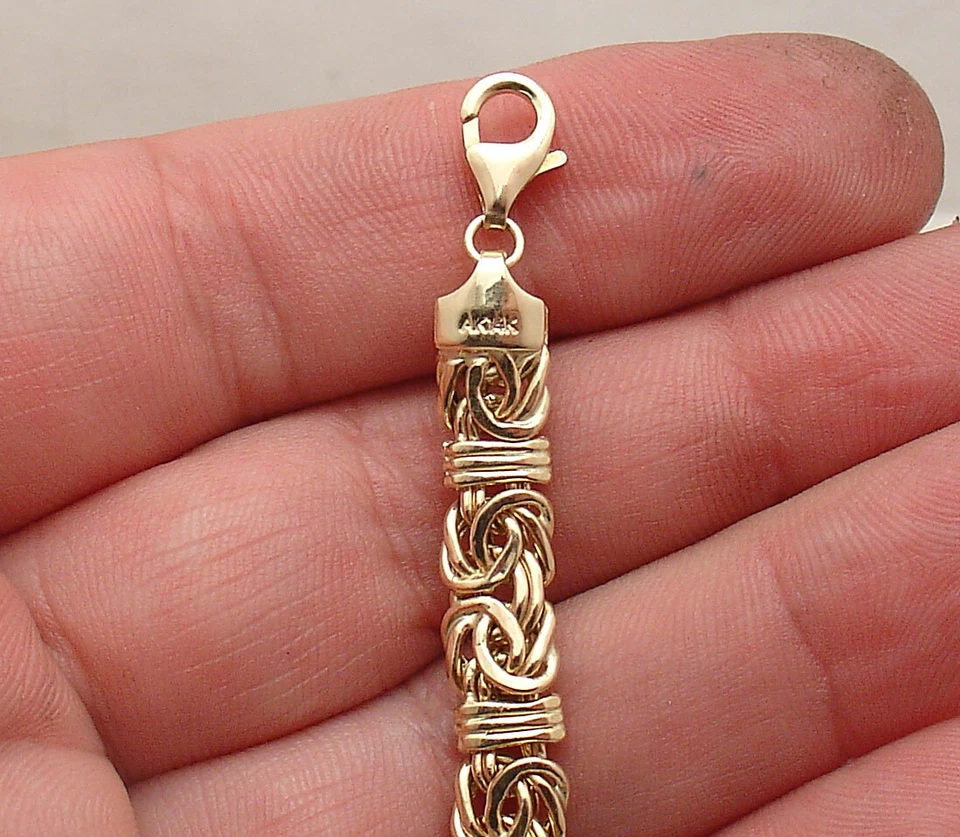 Domed Status Bar Byzantine Bracelet Lobster Clasp Real 14K Yellow Gold QVC - Image 4 of 4