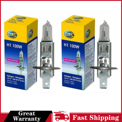 2x H1 100W Hella Halogen Headlight Bulb Set 100 Watt Clear 12V 2000LM New