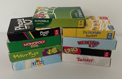 ASS Hasbro Mattel Pocket Spielkarten Auswählbar UNO TWISTER MONOPOLY SCRABLE ...