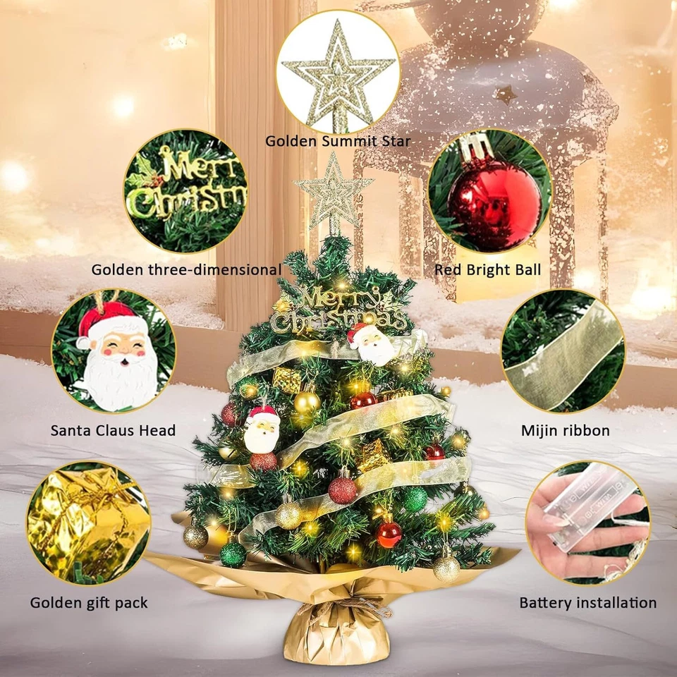 Mini Weihnachtsbaum 60cm LED Beleuchtung klein Künstlicher Tannenbaum Garten DE - Bild 3 von 4