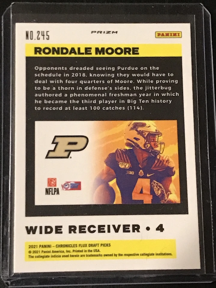 RONDALE MOORE Flux 2021 Panini Chronicles Draft Picks FLUX PINK #245 - Cardinals - Image 2 of 2