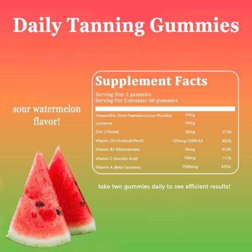 1-3 Packs Tanning Gummies with Beta-Carotene, Lutein, Lodine and Vitamin A~ - Picture 5 of 9