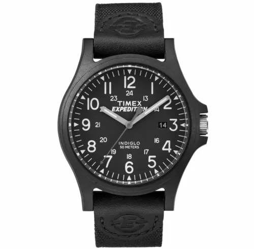 Timex TW4B08100, Men's "Expedition Metal Field" Black Nylon Watch, Indiglo, Date