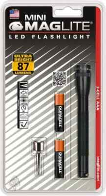 Mag-Lite Clear LED Bulb, 111 Lumens, Mini Flashlight Black Aluminum Body, 2 A...