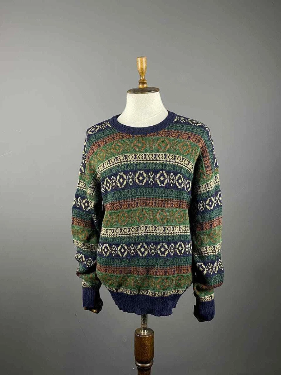 Men LACOSTE Multicolor Knitted Wool Alpaca Acrylic Sweater Size 5
