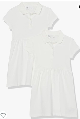 NWT Gap Girls 2-Pack Polo Dress In White - Size M (8)