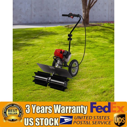 43CC 1.7HP Walk Behind Power Sweeper Broom 2-Stroke Gas Engine Sweeper Lawn Turf