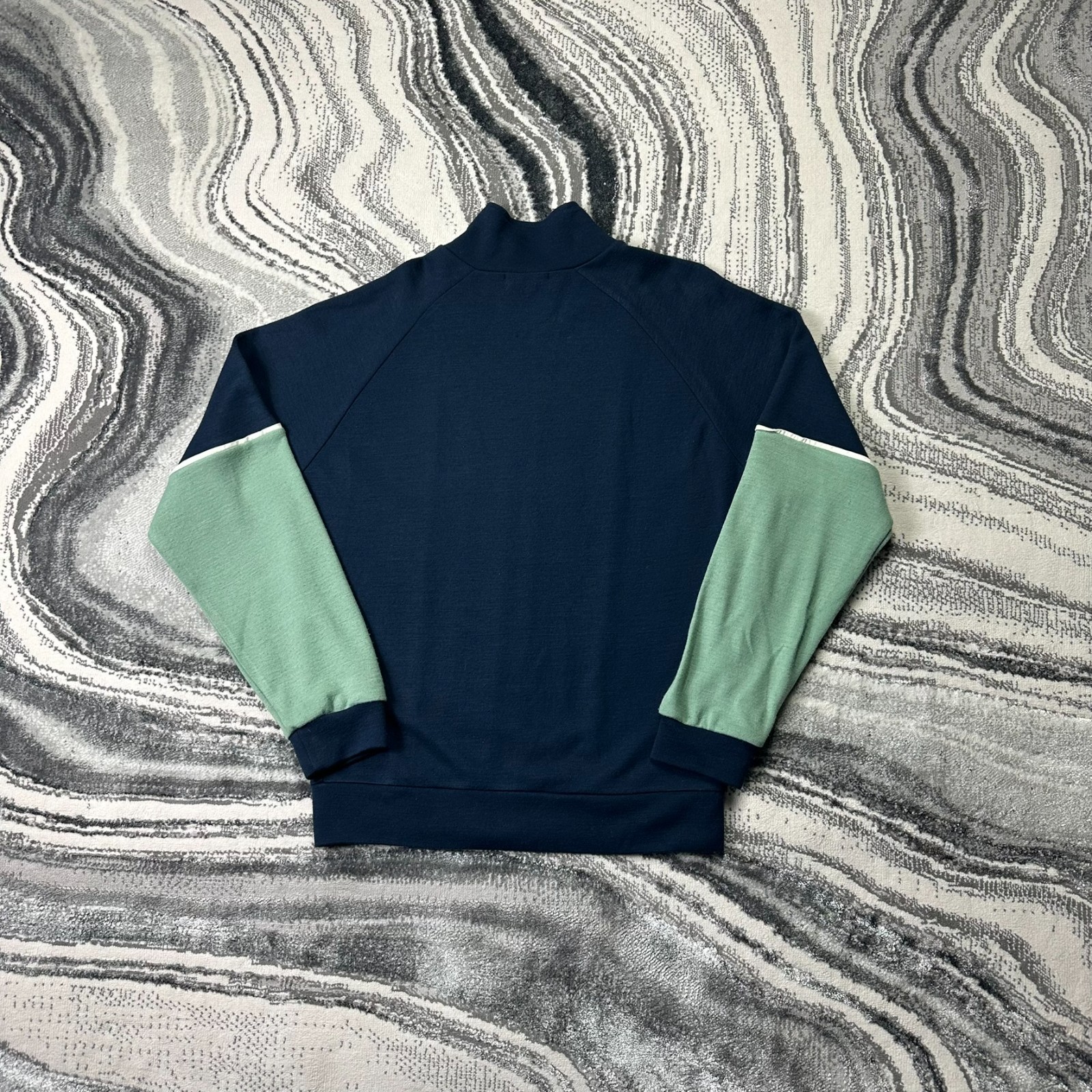 VTG Fred Perry 90s Wool Mix Navy Mint Oversized Medium Funnel Neck Track Jacket image 8