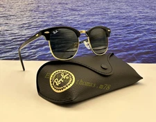 Ray-Ban RB3016 Clubmaster 51mm Sunglasses G-15 Green Lens Black Frame Unisex