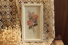 Vintage 1990s Botanical Print, Framed Pink Rose Flower Wall Art in White Frame