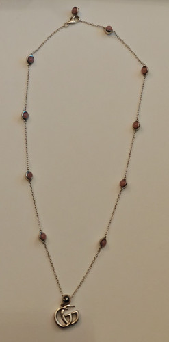 GUCCI GG Marmont Sterling Silver And Pink Floral Mother Of Pearl Necklace - Picture 6 of 13