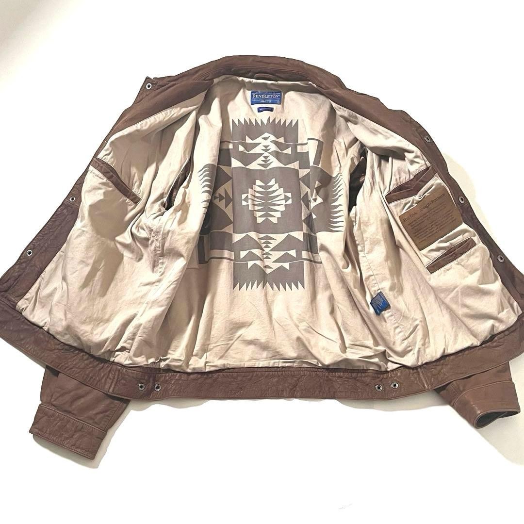 Pendleton Leather Trucker Jacket Men Native Patte… - image 6