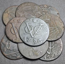 1 Random Antique 1700s VOC Duit Dutch East India Company Coin