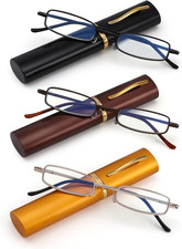 3 Pack Slim Pocket Reading Glasses for Men Women Blue Light Blocking Compact Rea