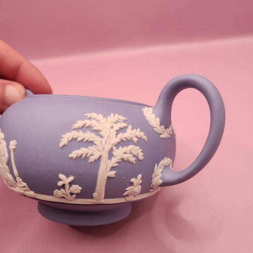 Vintage Wedgewood Jasperware 3 Piece Tea Set w/ Creamer & Sugar, Blue, England - Picture 18 of 20