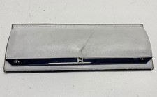 Halston Heritage Light Gray Italian Leather H Logo Slim Envelope Clutch Bag