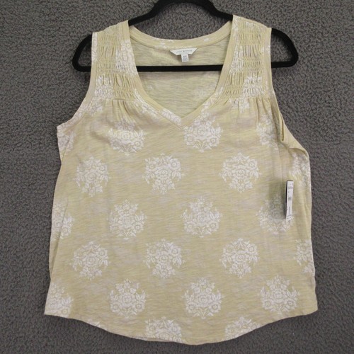 Camicia Lucky Brand donna grande gialla canotta senza maniche stampa floreale estiva - Foto 3 di 13