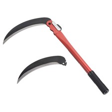 17 Inch Folding Harvest Sickle, Carbon Steel Blade Weed Remover Scythe Grafti...