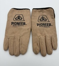 VINTAGE PIONEER SEED CORN LEATHER GLOVES, FARM CHORE GLOVES