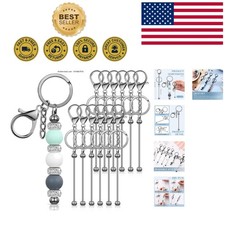 Durable 12-Piece Beadable Keychains in Gray - Ideal for Creative DIY Enthusiasts
