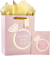 Wedding Gift Bag with Tissue Paper, Gift Tag and Greeting Card for Birthday, Par