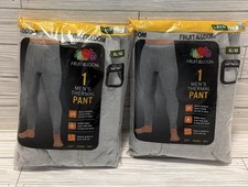 Fruit Of The Loom Men  s Thermal Pant Size XL Waffle Fabric Set Of 2