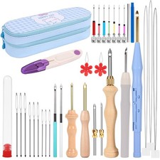 35Pcs Punch Needle Kit Adult Beginner, Adjustable Punch Needle Tool with Diff...