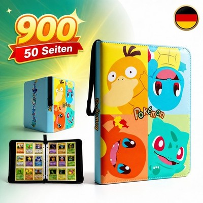 Sammelalbum Karten 9-Pocket PU-Leder Pokémon wasserdicht Reißverschluss Binder