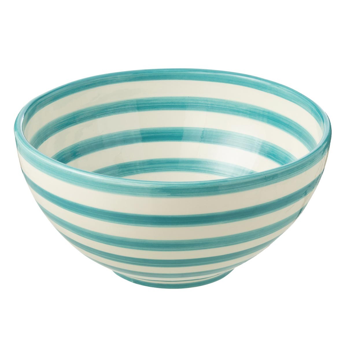 Saladier en céramique bleu aqua 28 cm Granada Rayure pour grandes salades