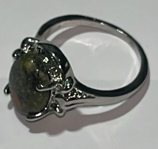 Anillo de Cóctel Talla 10.5 Talla 101/2 Unakita Piedra Redondo Moda Tono Plata Foto 3 de 4