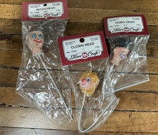 Vintage Fibre Craft, 3 Doll Heads - Hobo, witch, clown