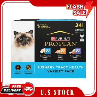 Purina Pro Plan Urinary Tract Health, Variety Pack, Wet Cat Food, 3 oz Cans, 24