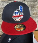 Cleveland Indians Wahoo New Era Fitted Club 59Fifty USA FLAG 2tone Exclusive