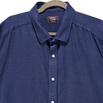 UNTUCKit Button Down Milo Mens XXXL Navy Cotton Wrinkle Free Business Casual