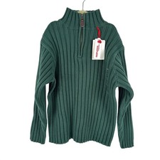Gap Kids Boys Green Ribbed Quarter Zip Cotton Sweater Mock Neck Size M 7-8 NWT