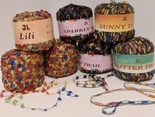 Bright Multi Color Ice Trellis Ladder Ribbon Yarn 7 Rolls