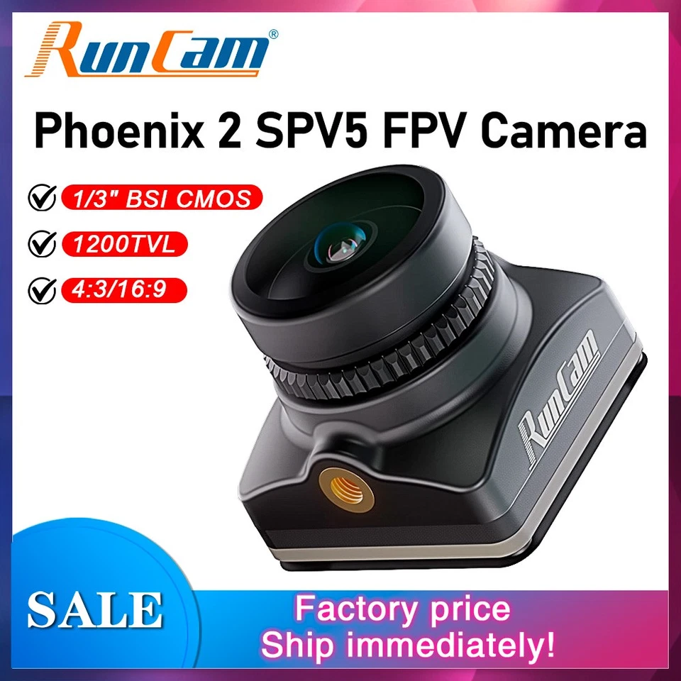 RunCam Phoenix 2 SPV5 FPV Camera 1200TVL 4:3/16:9 1/3" BSI CMOS Global For Drone - Image 3 of 4