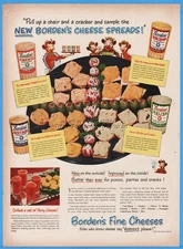 1950 Elsie the Borden Cow Cheese Spreads Pimento Vera-Sharp party glasses ad
