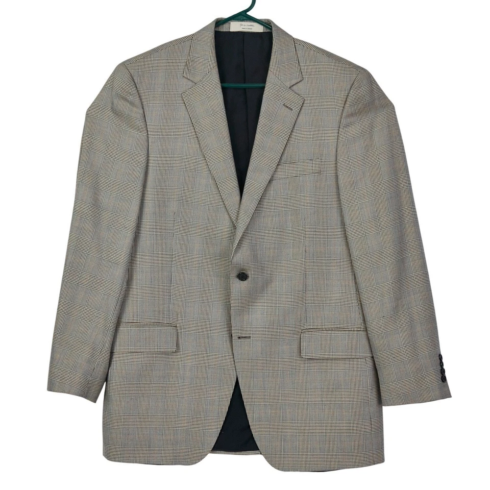 Blazer John W Nordstrom masculino esporte casaco 44R marrom Houndstooth mistura de lã de seda - Imagem 2 de 4