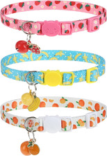 Breakaway Cat Collars with Bell Cute Pendants, 3 Pack Safety Buckle Kitten Col