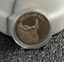 THE SILVER BULL, 1 oz. .999 SILVER ART ROUND, CIRCULATED, BLANK INSCRIPTION! 99.95 per troy oz