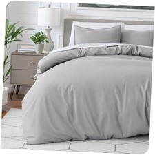 Bedding Duvet Cover Size - Premium 1800 Queen 05 - Light Grey No Comforter 